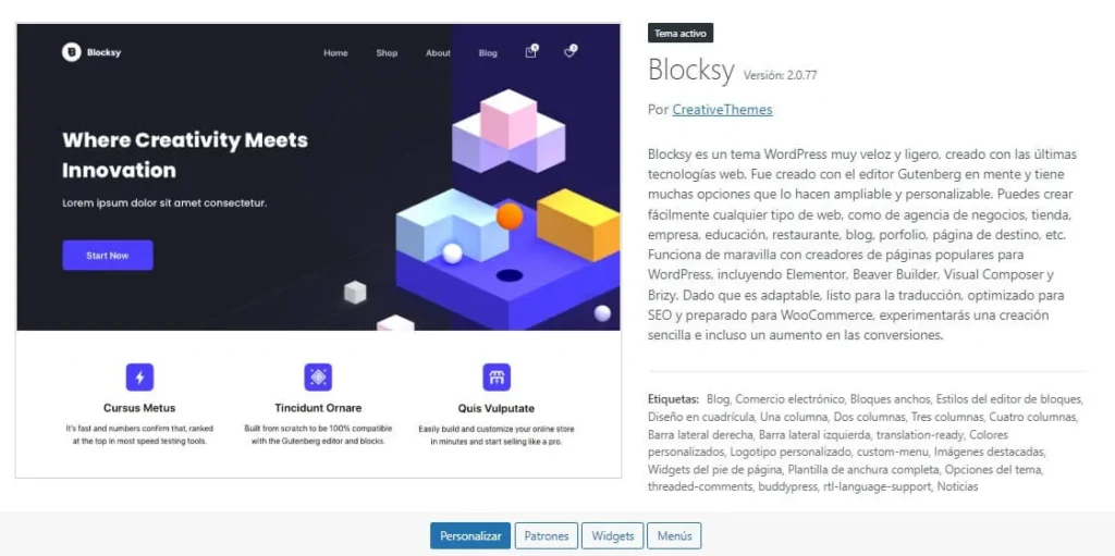 Mejores 5 Temas Gratuitos de WordPress para SEO - Blocksy